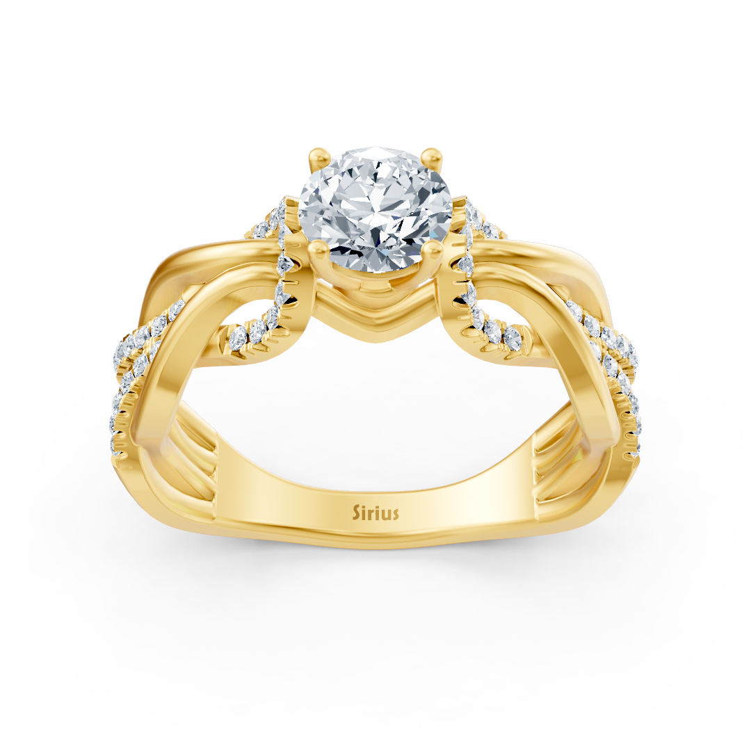 Ring mit Diamant & Labordiamanten in 14K Gelbgold | Rosy – hochwertiger Schmuck von Rosy Lab Diamonds