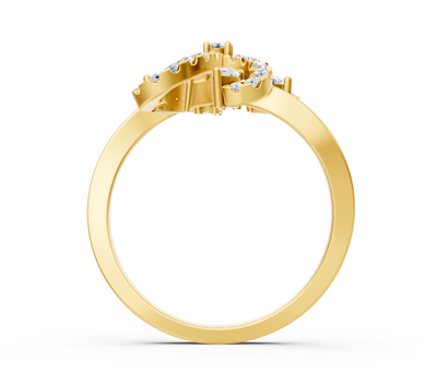 Yellow gold initial ring "D" with lab-grown diamonds