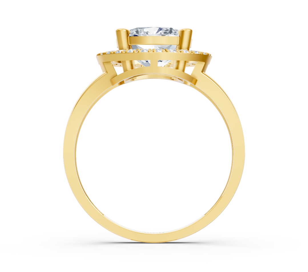 Eleganter Gelbgold-Ring mit Cushion- und rundem laborgezüchtetem Diamant - 2,37 ct - hochwertiger Schmuck von Rosy Lab Diamonds