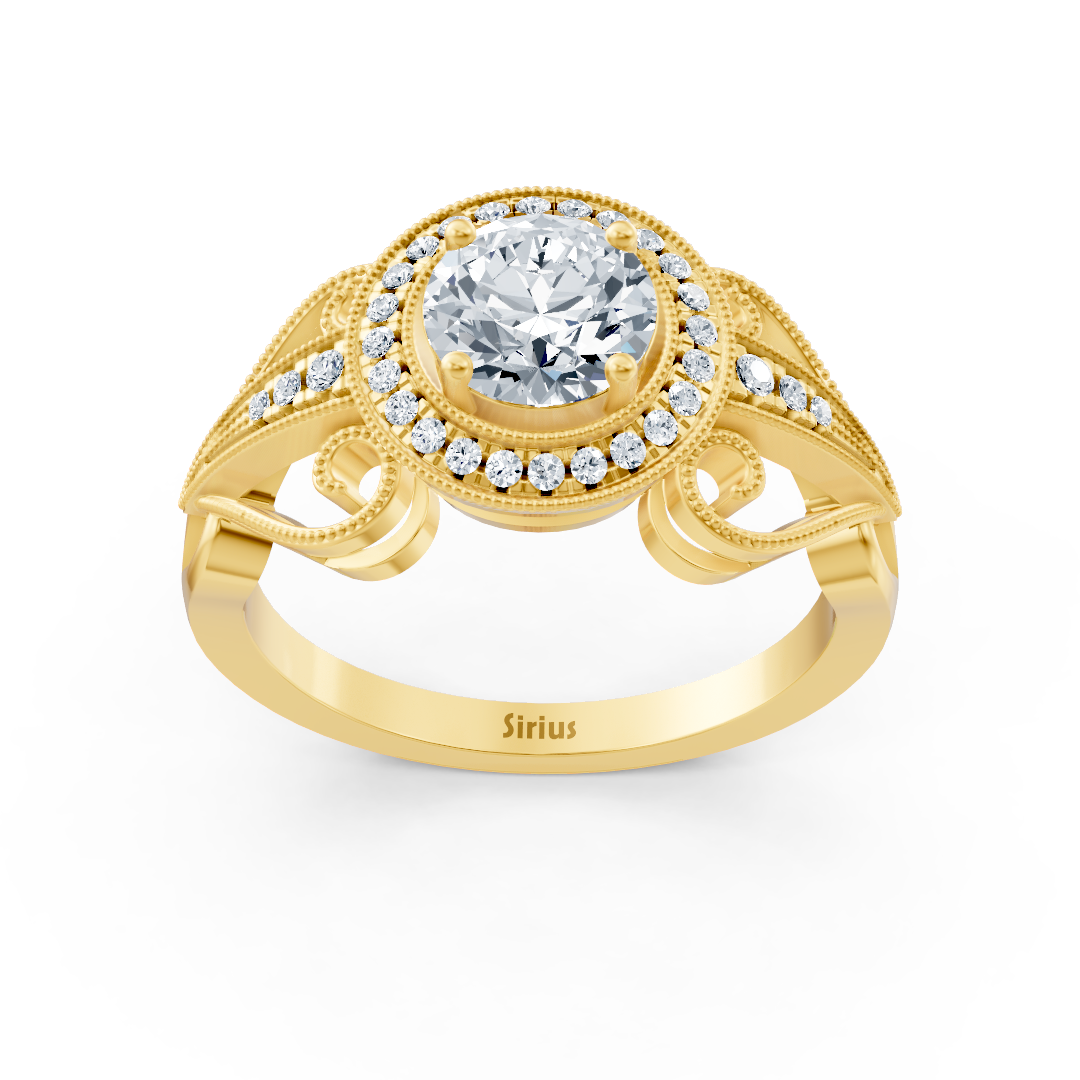 Gelbgoldring im Vintage-Stil mit Diamanten - 14K Verlobungsring - hochwertiger Schmuck von Rosy Lab Diamonds