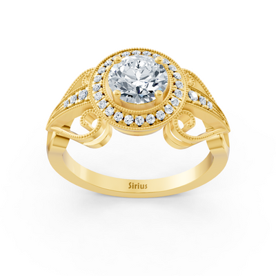 Gelbgoldring im Vintage-Stil mit Diamanten – 14K Verlobungsring