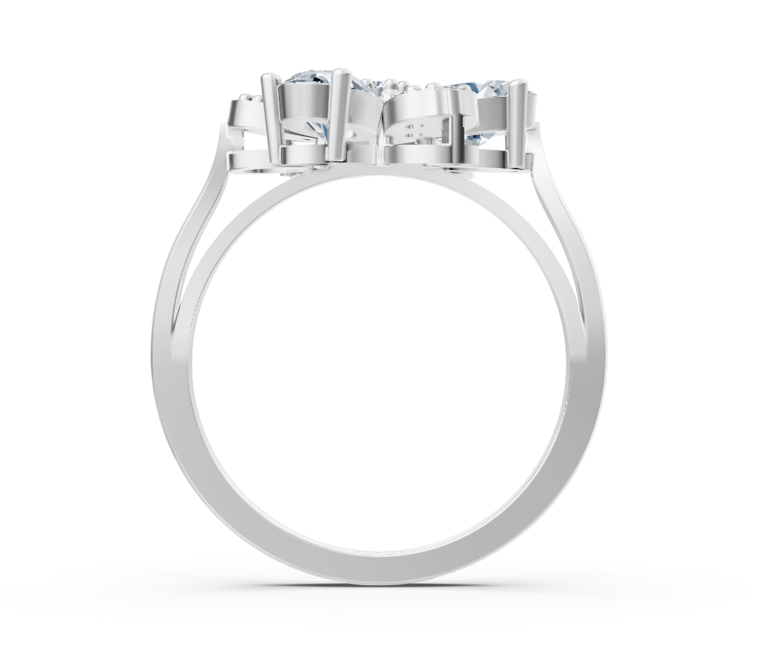 Weißgold-Ring im floralen Design mit Oval- und Runddiamanten – 1,45 Karat