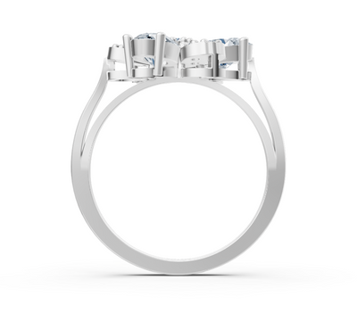 Weißgold-Ring im floralen Design mit Oval- und Runddiamanten – 1,45 Karat