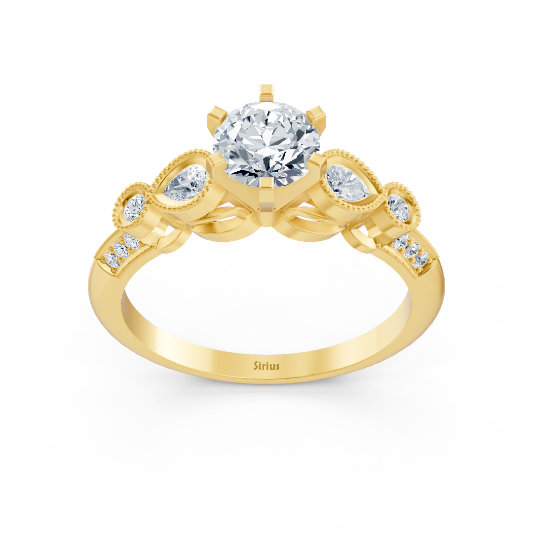 Eleganter Gelbgold-Ring mit kunstvollen Details und Labor-Diamanten - hochwertiger Schmuck von Rosy Lab Diamonds