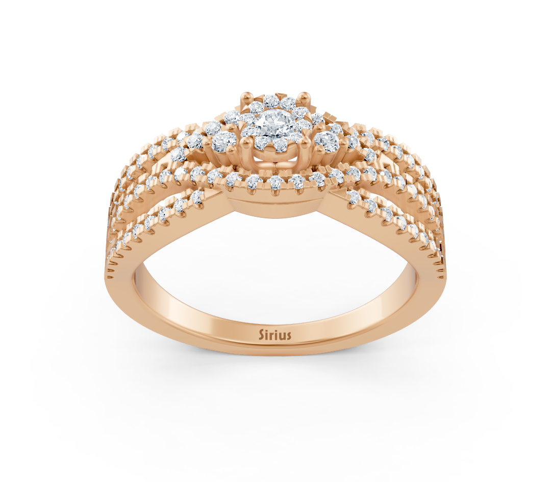 Elegant engagement ring in 14K rose gold with diamonds