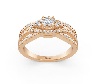 Elegant engagement ring in 14K rose gold with diamonds