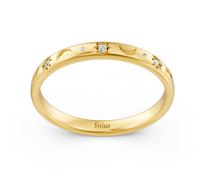 Moonlight ring made of yellow gold with delicate lab diamonds