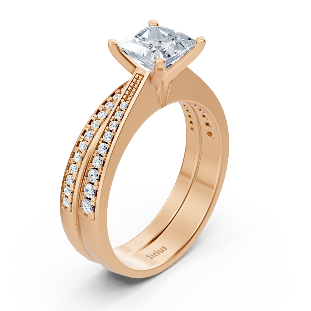 Roségold-Verlobungsring mit Princess-Schliff und Pavé-Diamanten - 1,78 ct - hochwertiger Schmuck von Rosy Lab Diamonds