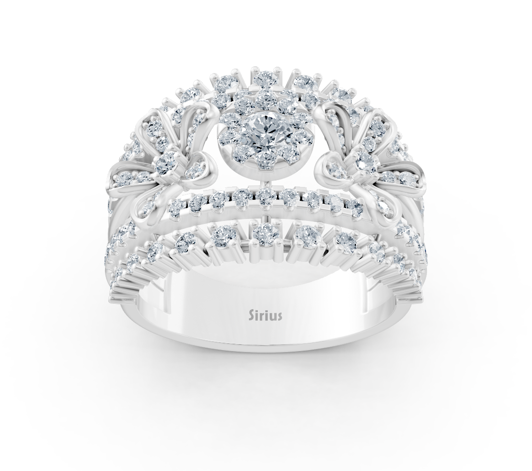 White gold ring with a floral design and round lab-grown diamonds – high-quality Jewelry from Rosy Lab Diamonds