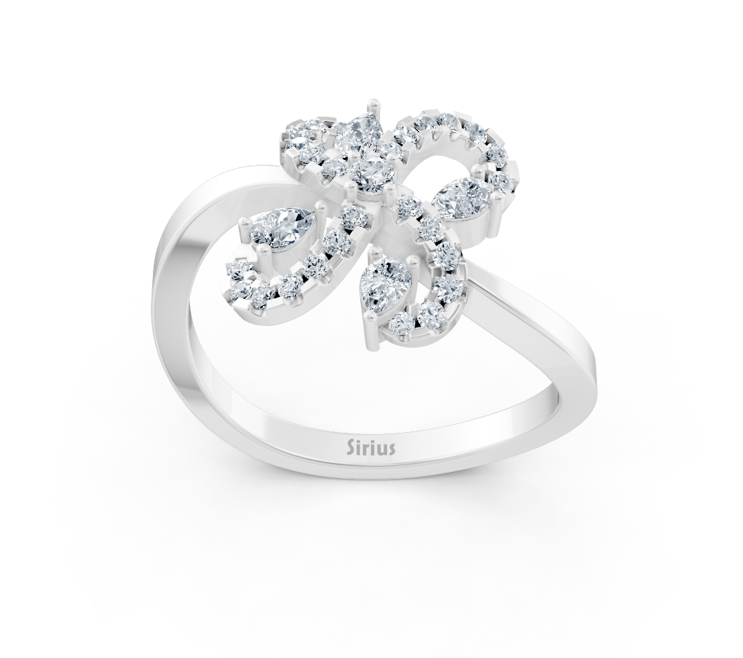 White gold letter ring “D” with lab-grown diamonds – high-quality Jewelry from Rosy Lab Diamonds