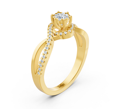 Verlobungsring aus 14K Gelbgold mit Diamanten