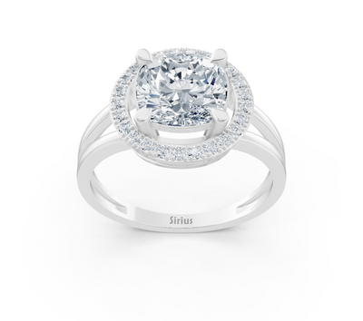 Elegant white gold ring with cushion and round lab-grown diamond – 2.37 ct