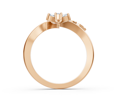 Rose gold flower ring with lab diamonds