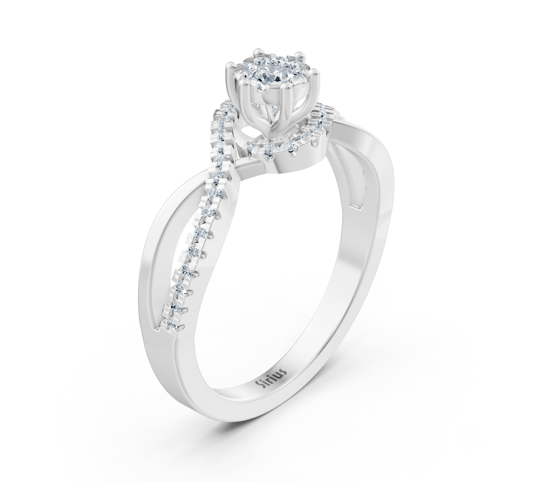 Bague de fiançailles en Or Blanc 14 carats avec diamants - Bijoux haut de gamme de Rosy Lab Diamonds