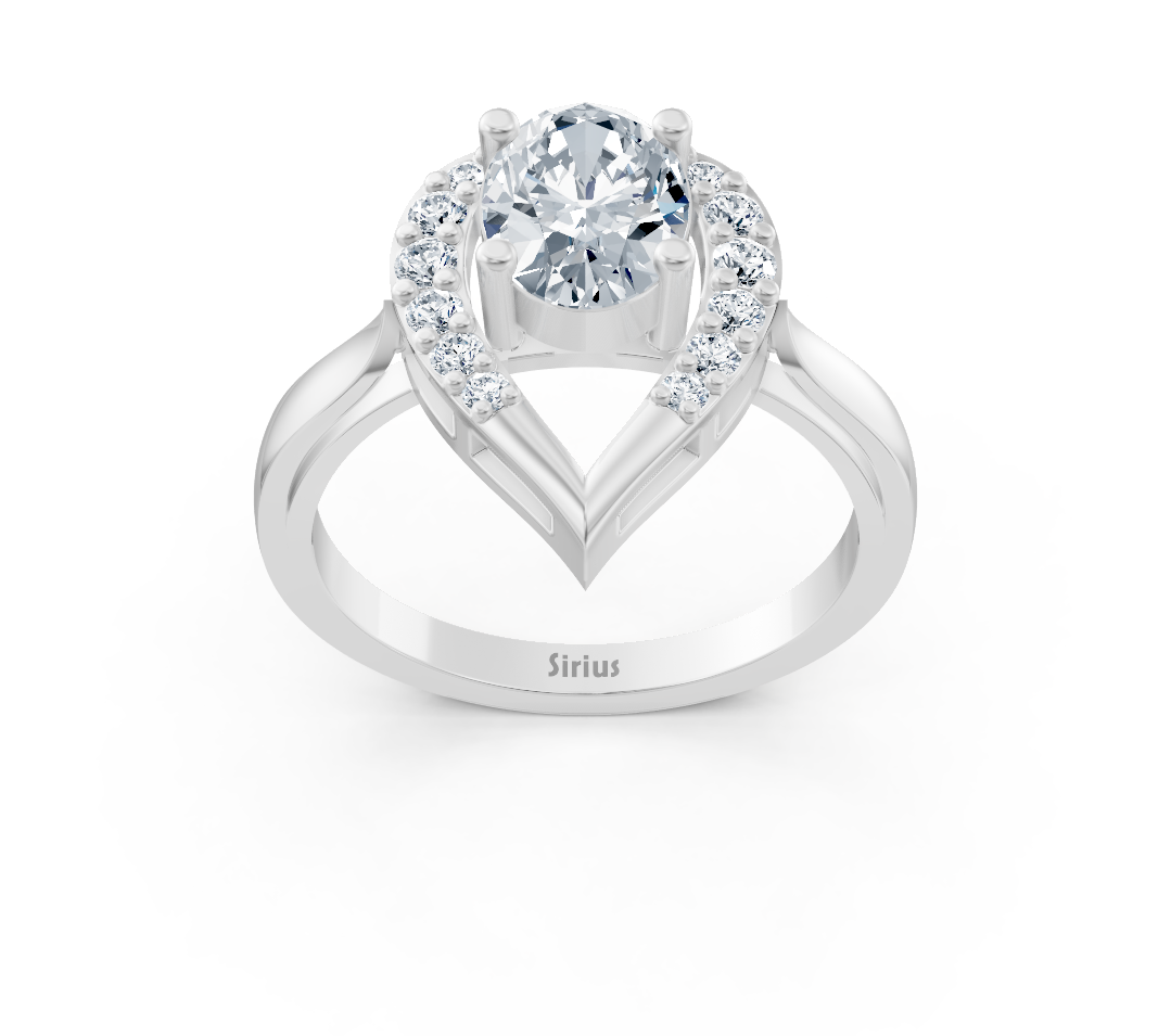 Elegant white gold ring with oval center stone – 1.09 carats
