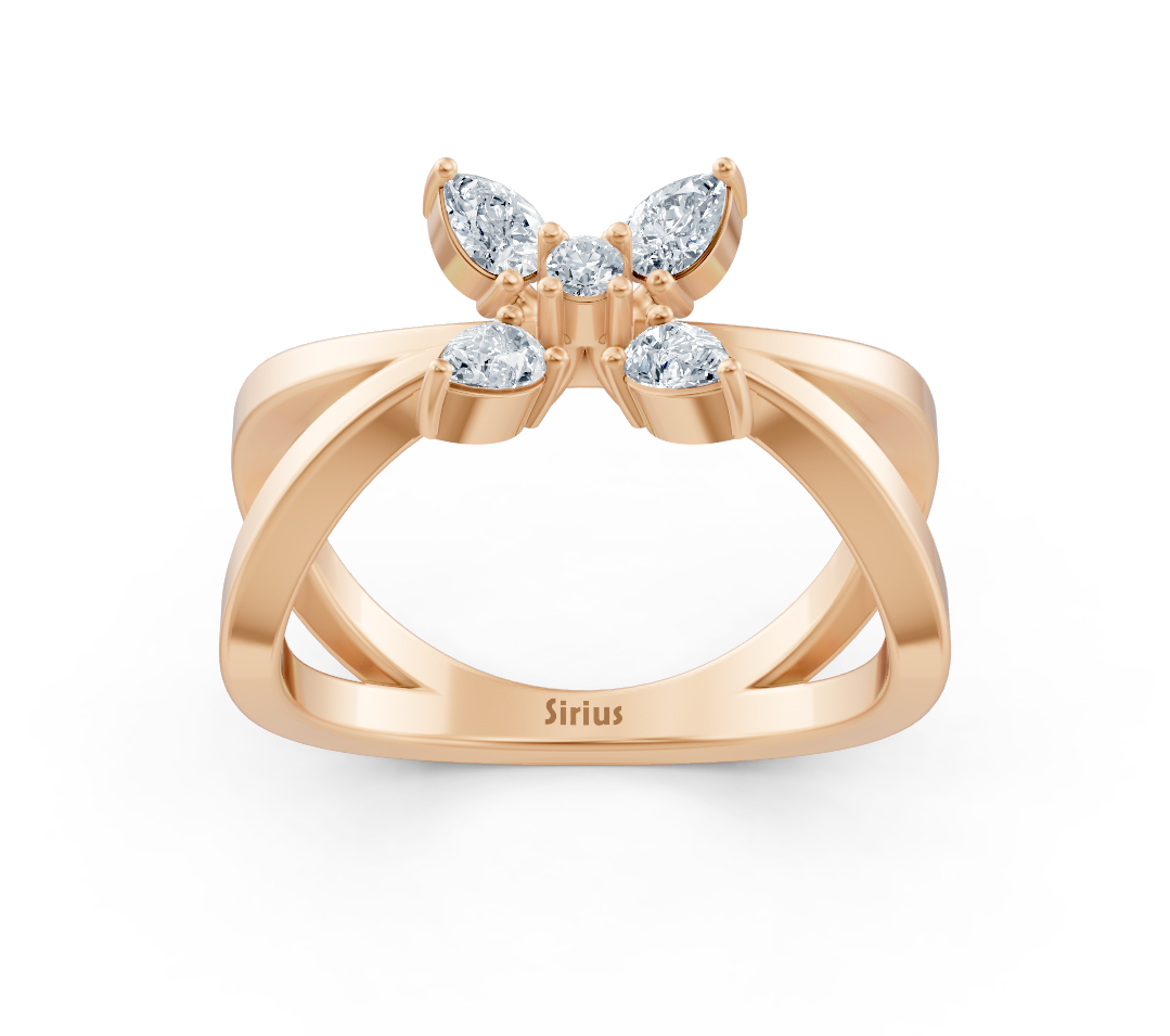 Bague en Or Rose avec une composition florale de diamants de laboratoire – des Bijoux haut de gamme de Rosy Lab Diamonds