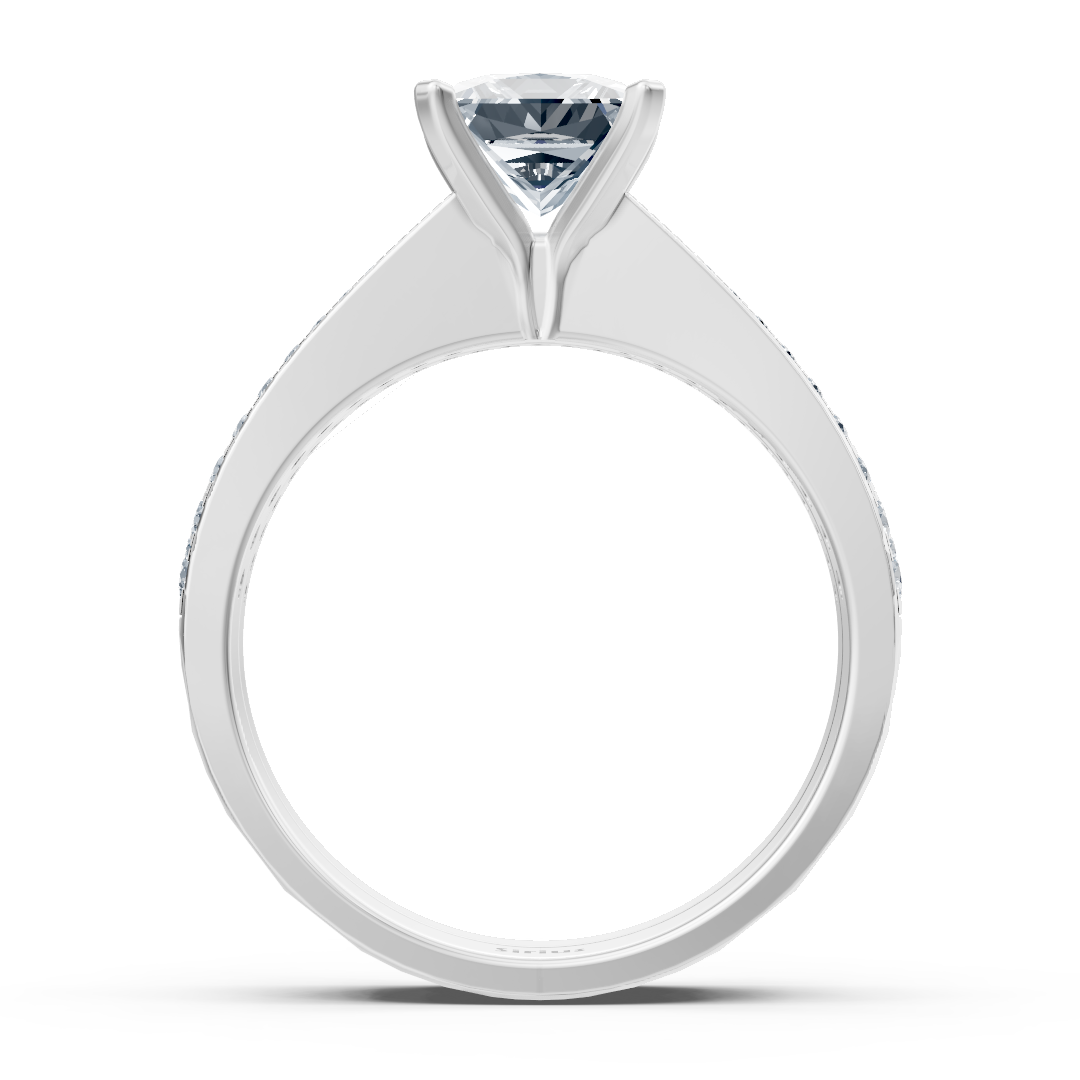 White gold diamond princess cut stacking ring with accents