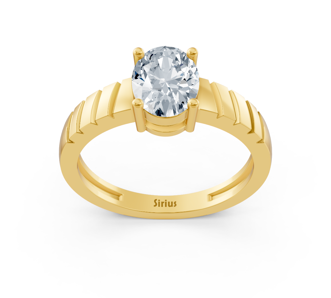 Elegant engagement ring made of yellow gold with round diamonds – 0.47 carat main stone