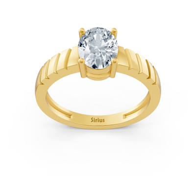 Elegant engagement ring made of yellow gold with round diamonds – 0.47 carat main stone