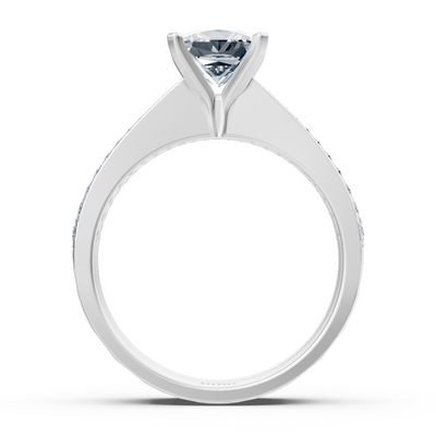 White gold diamond princess cut stacking ring with accents