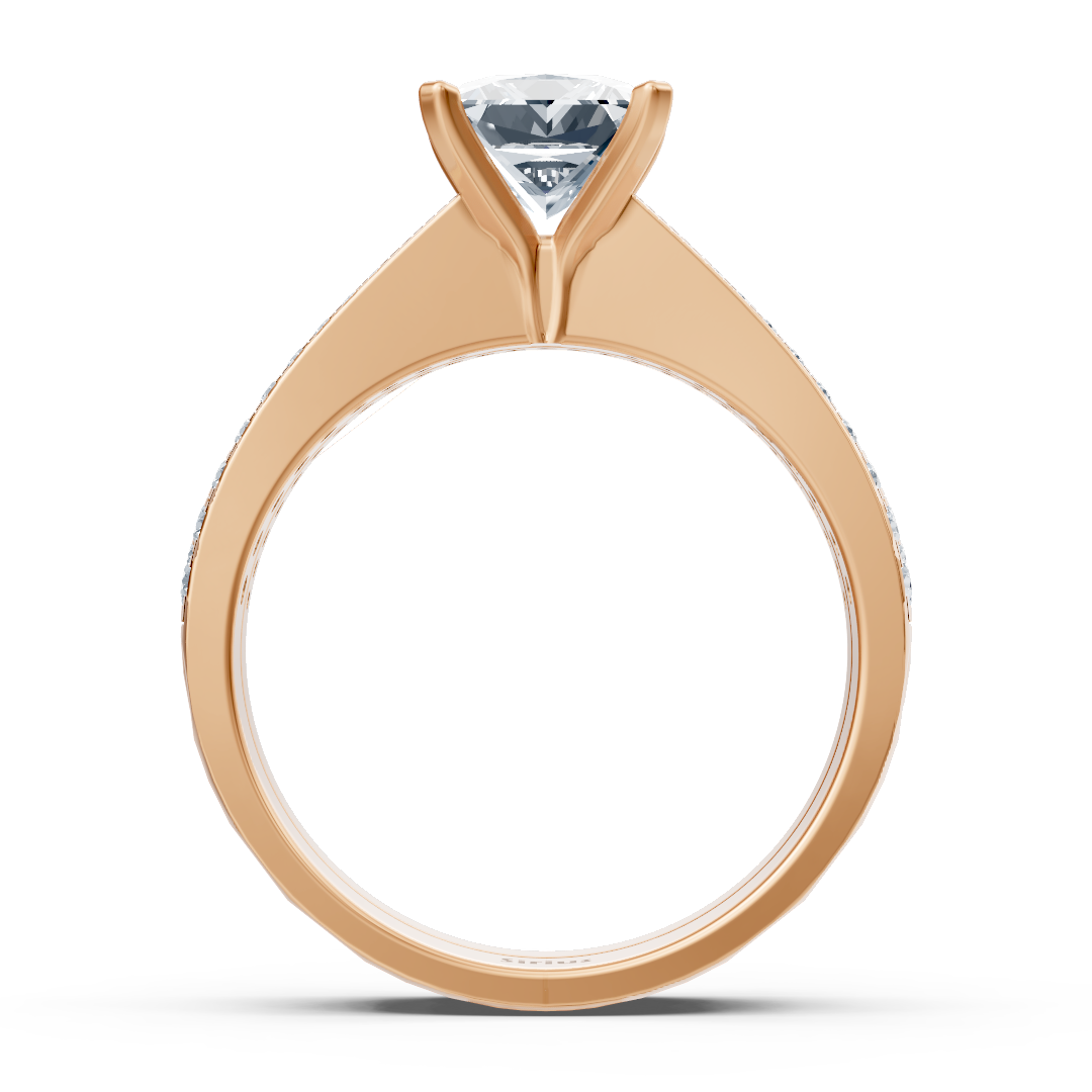 Roségold-Verlobungsring mit Princess-Schliff und Pavé-Diamanten - 1,78 ct - hochwertiger Schmuck von Rosy Lab Diamonds