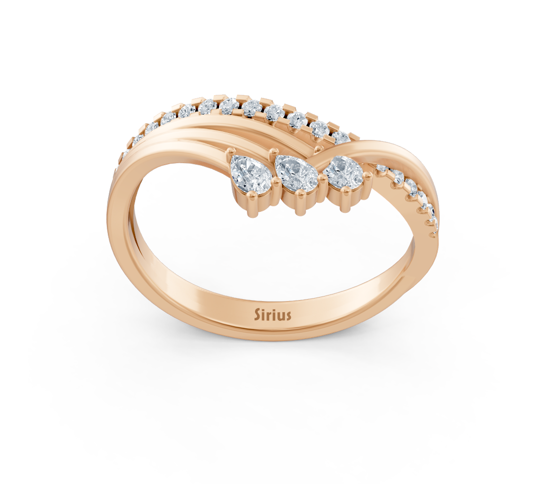 Zarter Roségold-Ring mit Birnen- und Rundschliff-Labordiamanten - hochwertiger Schmuck von Rosy Lab Diamonds