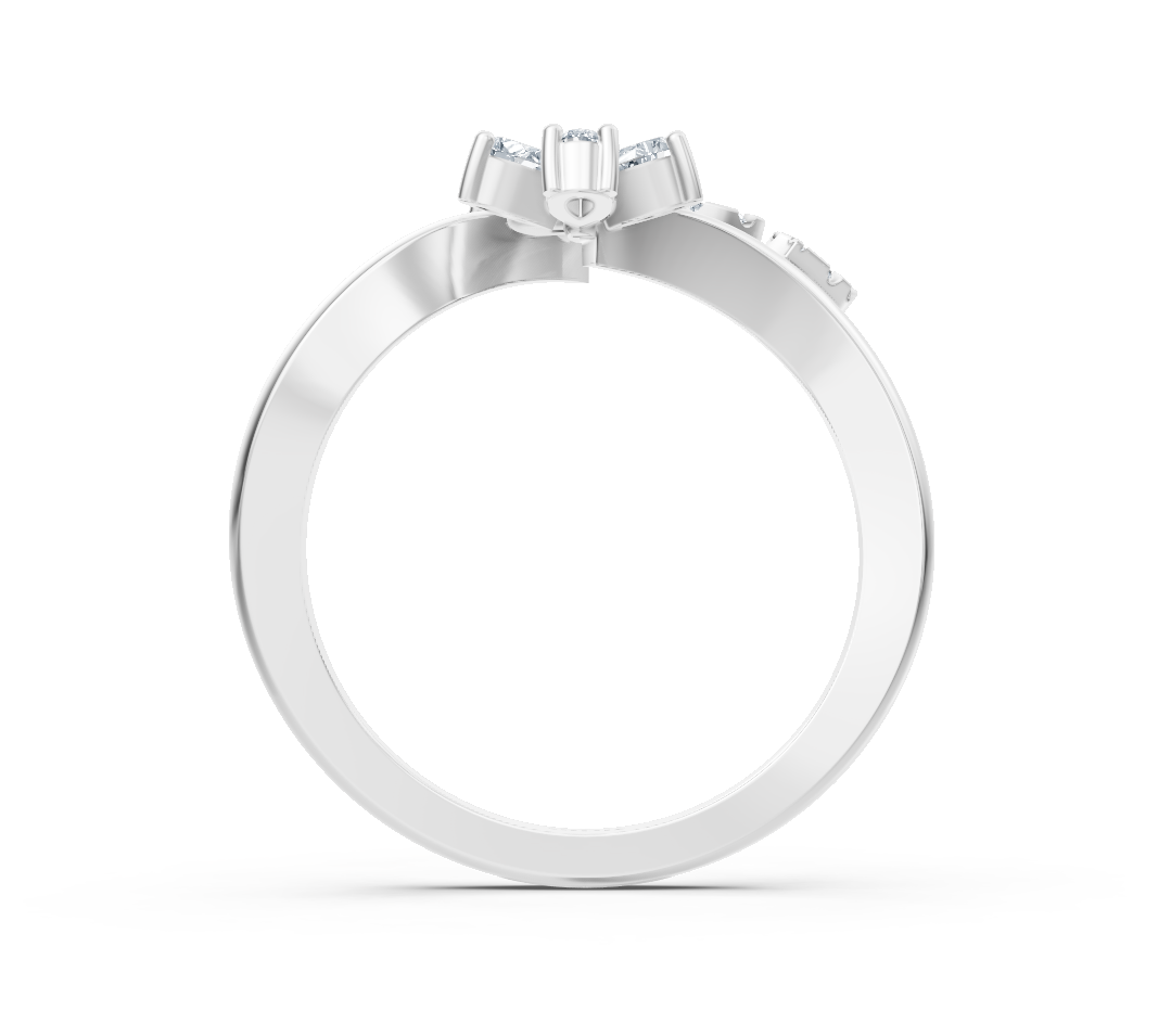 Weißgoldener Blumenring mit Labordiamanten
