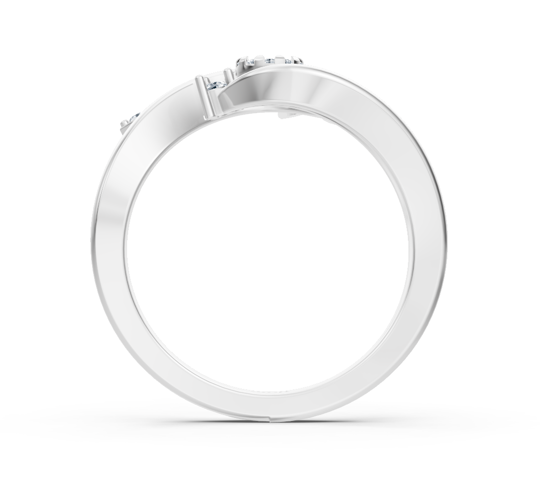 White Gold ring with an asymmetrical round diamond design – high-quality Jewelry by Rosy Lab Diamonds