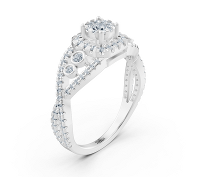 Exclusive engagement ring in 14K white gold with diamond setting