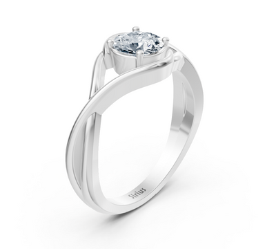 Lichtschwung solitaire ring made of white gold with round lab diamond