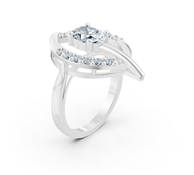Artistic white gold ring with oval center stone – 1.09 carats