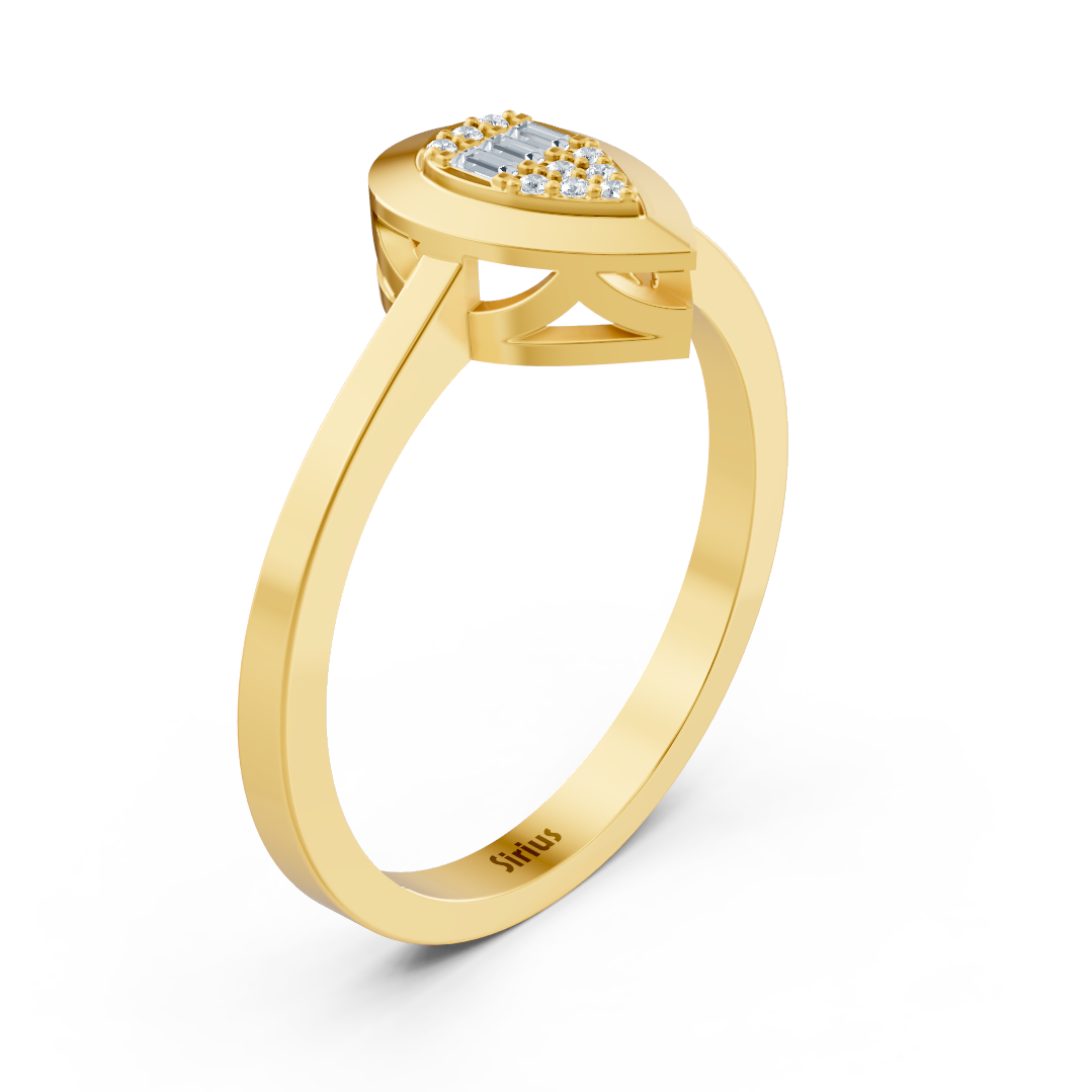 Fine ring with lab diamonds in yellow gold – 77R0259