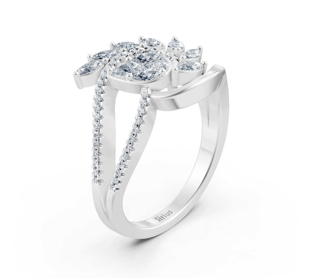 Ring mit Diamant & Labordiamanten in 14K Weißgold | Rosy – hochwertiger Schmuck von Rosy Lab Diamonds