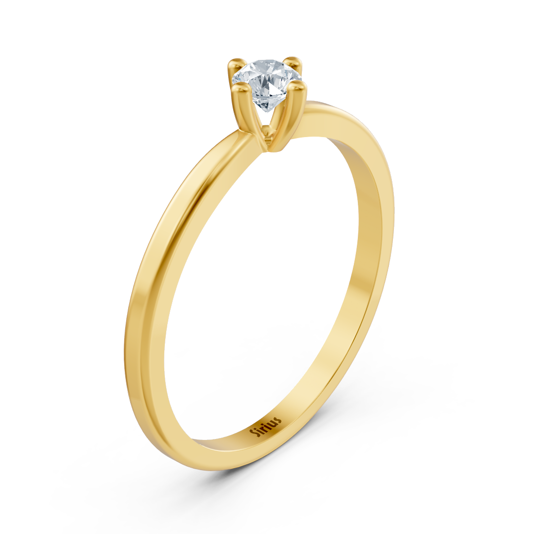 Classic solitaire ring with lab diamond in yellow gold – 77R0257