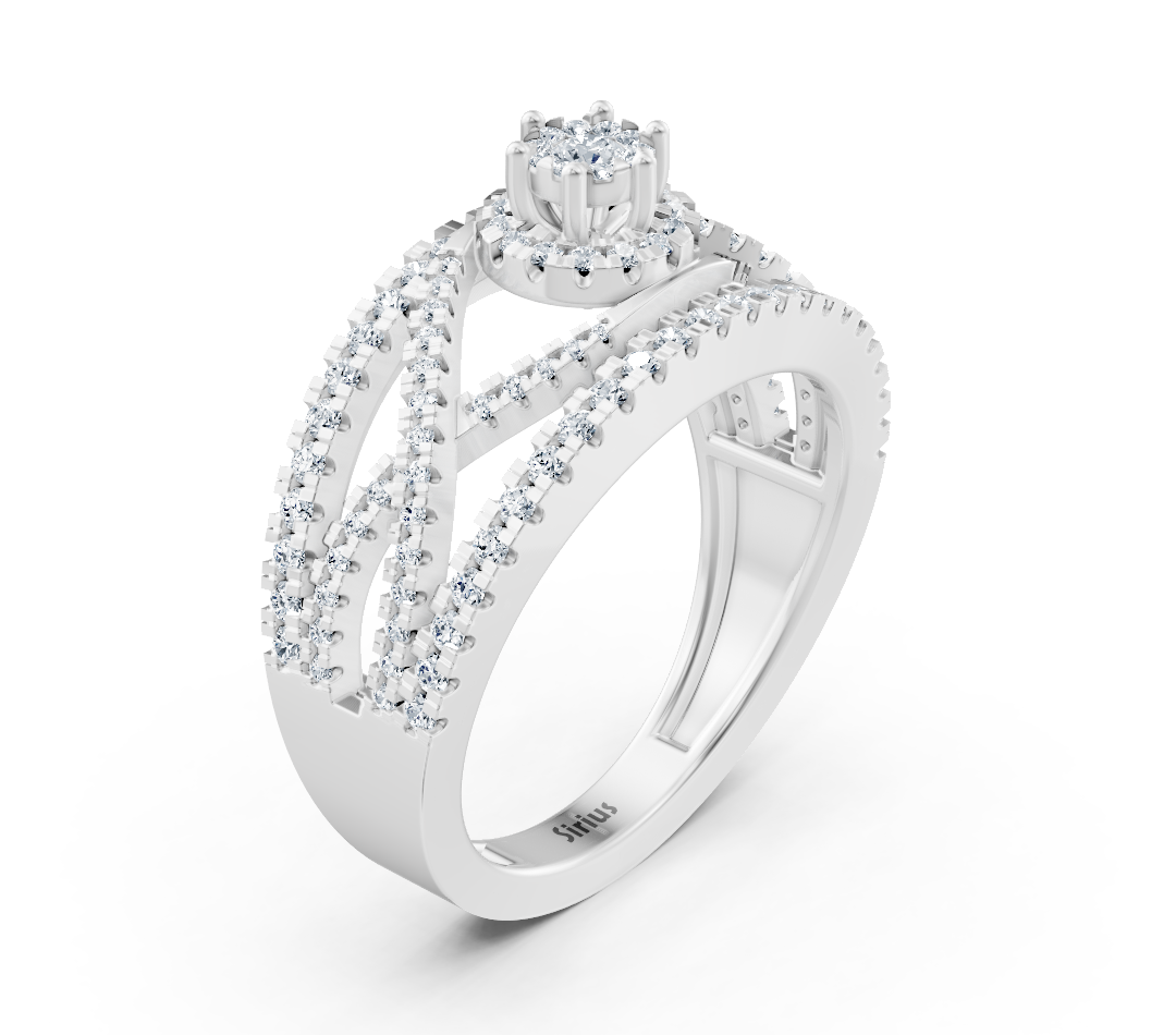 Bague de fiançailles avec une élégante décoration en diamants en Or Blanc 14 carats – Bijoux haut de gamme de Rosy Lab Diamonds
