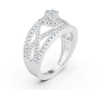Verlobungsring mit raffinierter Diamantverzierung in 14K Weißgold