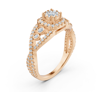 Elegant engagement ring in 14K rose gold with diamonds
