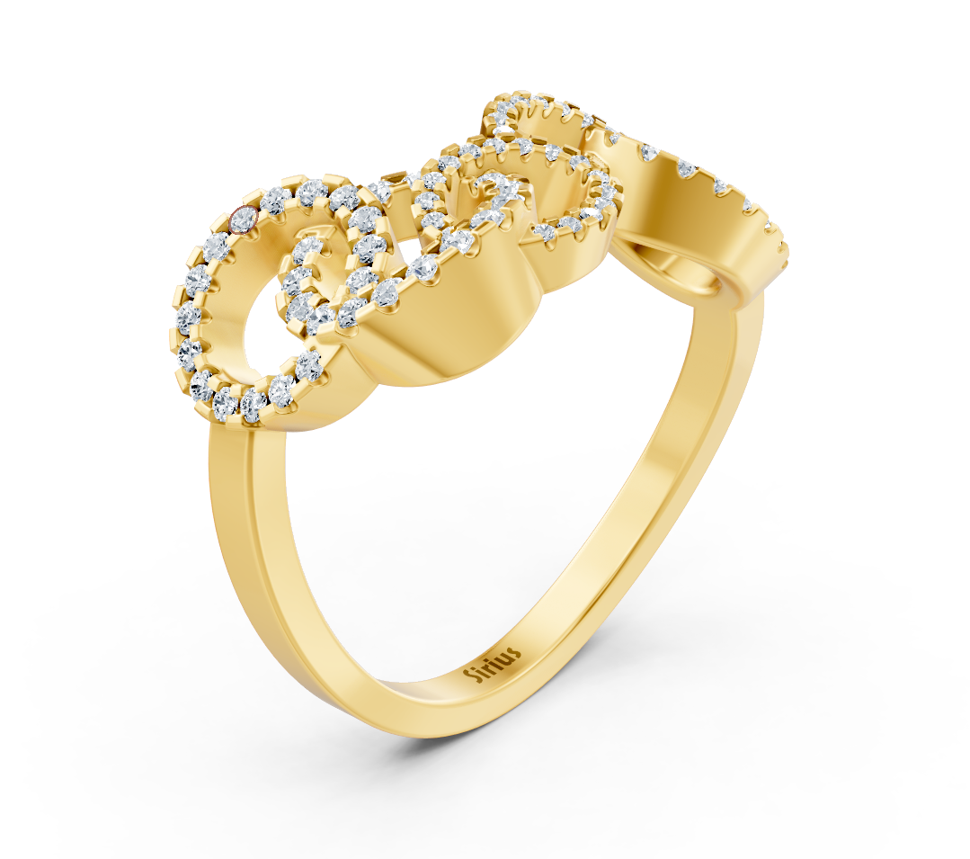Elegant Yellow Gold ring with lab-grown diamond-encrusted loops – high-quality Jewelry from Rosy Lab Diamonds