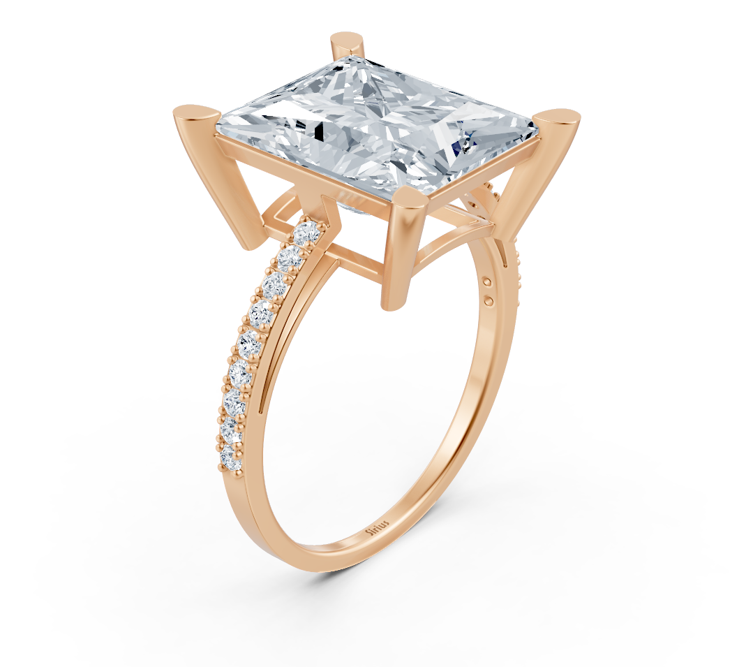 Rose Altın Prenses Kesim Sirius Nişan Yüzüğü - Rosy Lab Diamonds’tan yüksek kaliteli Mücevher