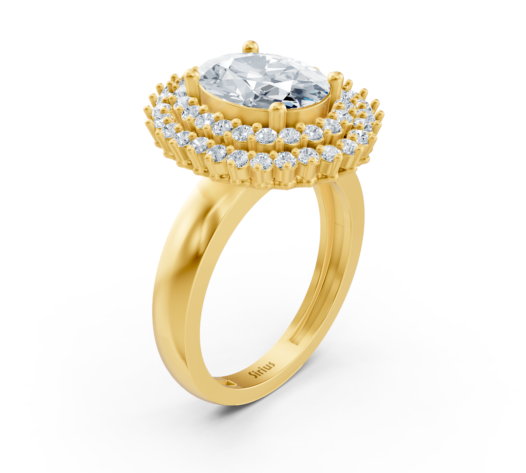خاتم أنيق من الذهب الأصفر بحجر مركزي بيضاوي - 1,61 قيراط - مجوهرات عالية الجودة من Rosy Lab Diamonds