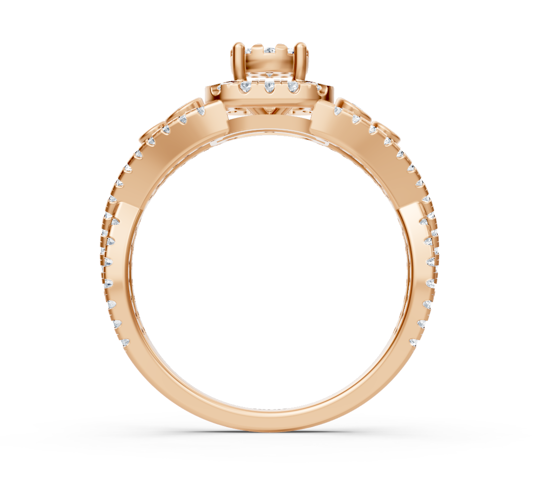 Elegant engagement ring in 14K rose gold with diamonds