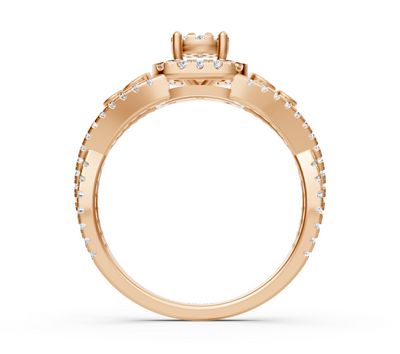 Elegant engagement ring in 14K rose gold with diamonds