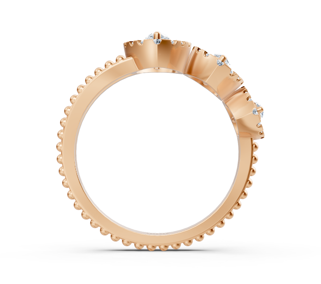 Bague triple marquise ludique en Or Rose avec diamants de laboratoire – Bijoux haut de gamme de Rosy Lab Diamonds