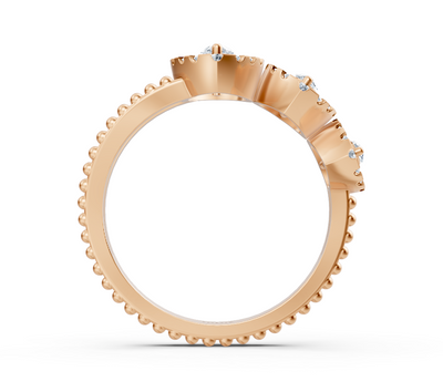 Verspielter Dreifach-Marquise-Ring aus Roségold mit Labordiamanten