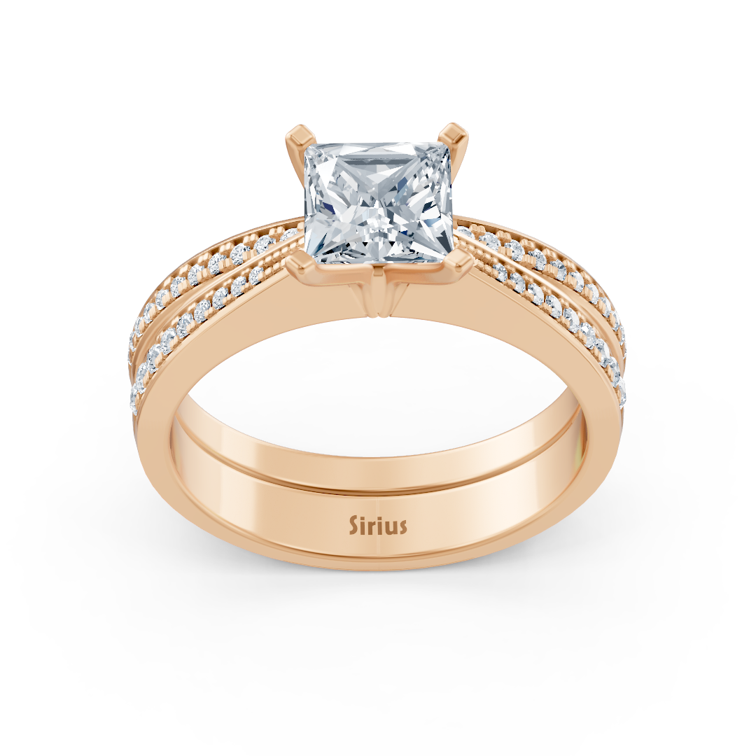 Roségold-Verlobungsring mit Princess-Schliff und Pavé-Diamanten - 1,78 ct - hochwertiger Schmuck von Rosy Lab Diamonds