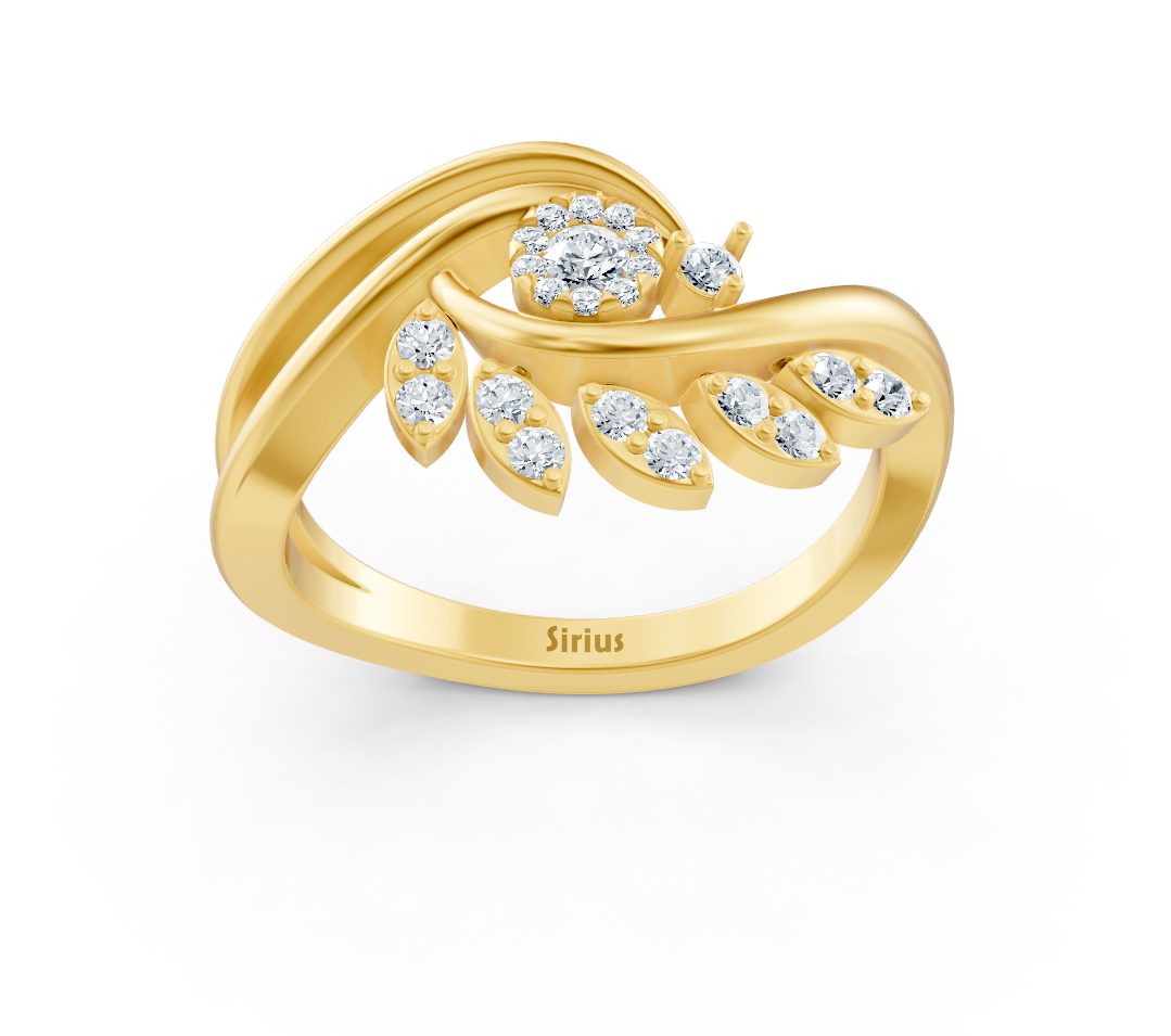 Dinamik yuvarlak pırlanta tasarımına sahip Sarı Altın yüzük - Rosy Lab Diamonds’tan kaliteli Mücevher