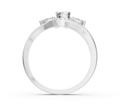 Weißgoldener Ring mit Labordiamanten im Sonnenblumen-Design