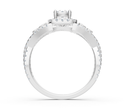 Exclusive engagement ring in 14K white gold with diamond setting