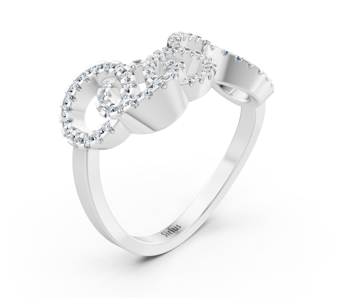 Eleganter Weißgold-Ring mit labordiamantenbesetzten Schleifen