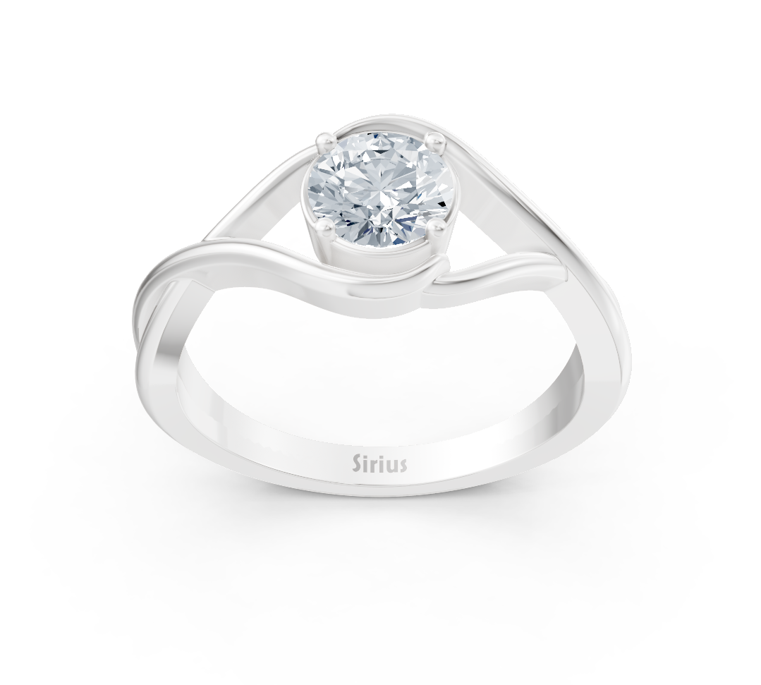 Lichtschwung solitaire ring made of white gold with round lab diamond